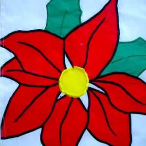 CHRISTMAS POINSETTIA FLORALGARDEN FLAG HEAVY NYLON 28" x 40"